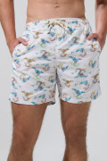 Bermuda crema clara playera con diseños de palmeras