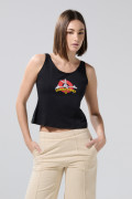 Camiseta negra manga sisa con arte de Looney Tunes