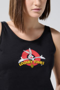 Camiseta negra manga sisa con arte de Looney Tunes