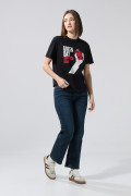 Camiseta negra manga corta con estampado de Green Day