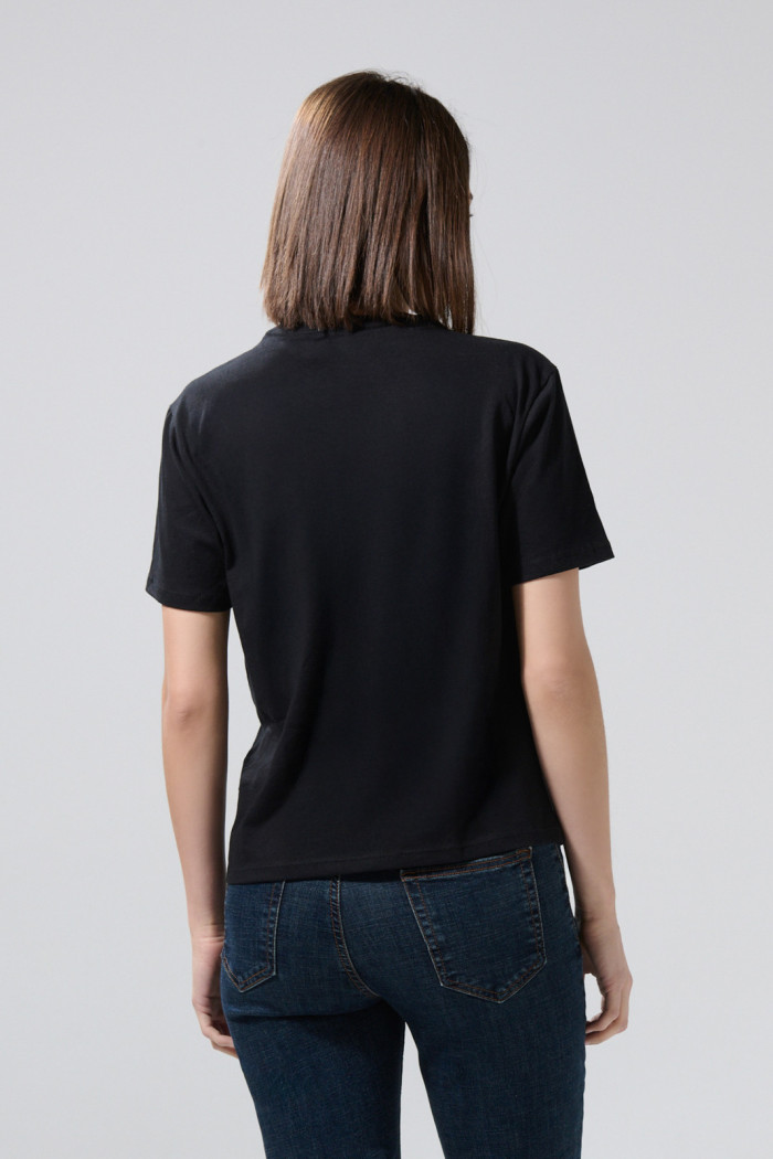 Camiseta negra manga corta con estampado de Green Day