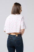 Camiseta oversize crop top crema con arte de Mafalda
