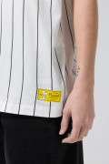 Camiseta oversize a rayas crema de Snoopy manga corta