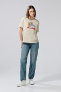 Camiseta kaki clara cuello redondo de Tom y Jerry