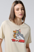 Camiseta kaki clara cuello redondo de Tom y Jerry
