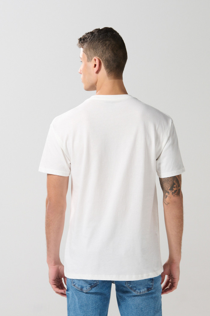 Camiseta manga corta crema en algodón college