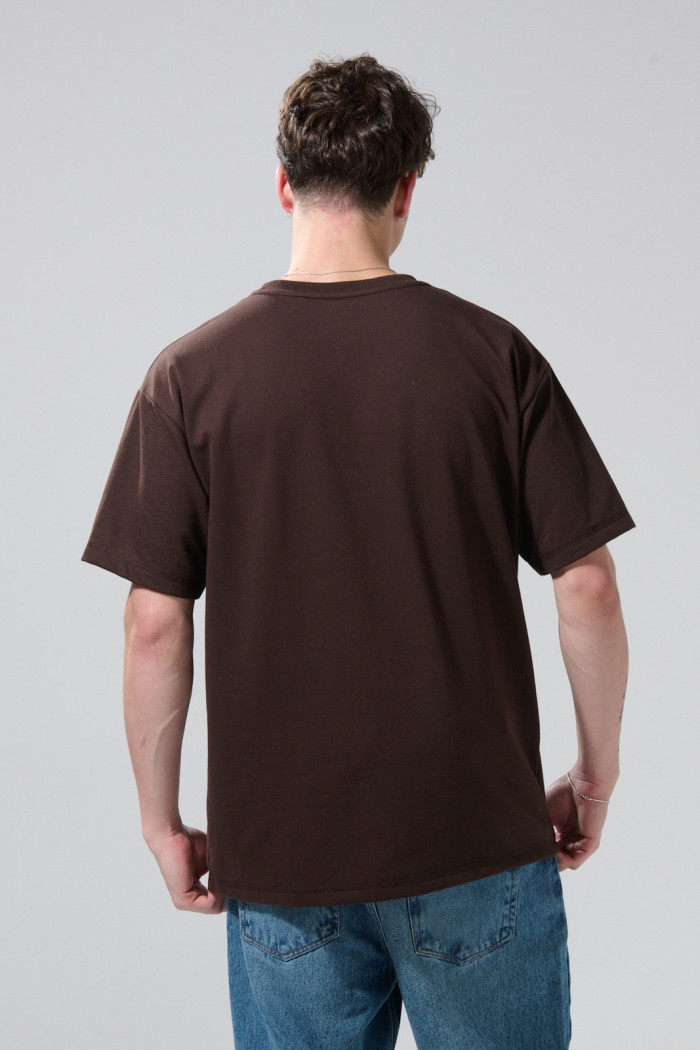 Camiseta unicolor manga corta oversize en tela gruesa