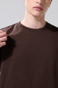 Camiseta unicolor manga corta oversize en tela gruesa