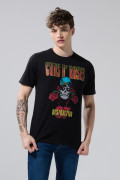 Camiseta negra manga corta con diseño de Guns N´ Roses