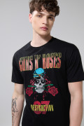 Camiseta negra manga corta con diseño de Guns N´ Roses