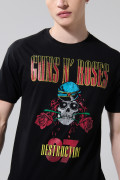 Camiseta negra manga corta con diseño de Guns N´ Roses