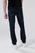 Jean tiro bajo azul oscuro slim con cremallera y bolsillos