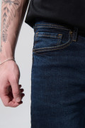 Jean tiro bajo azul oscuro slim con cremallera y bolsillos