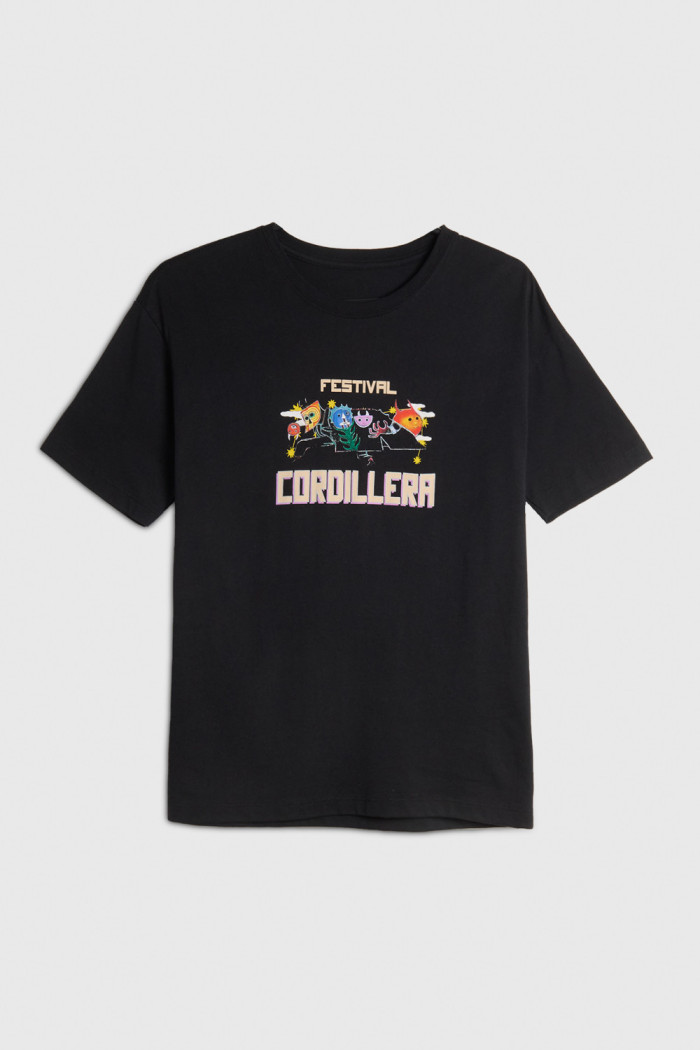 Camiseta negra del Festival Cordillera oversize manga corta