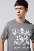 Camiseta manga corta gris con diseño de Death Note
