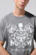 Camiseta manga corta gris con diseño de Death Note
