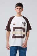 Camiseta manga ranglan crema oversize college