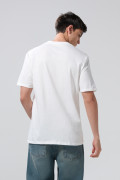 Camiseta college crema clara manga corta en algodón