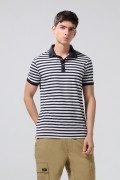 Camiseta polo azul intensa a rayas con manga corta