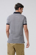 Camiseta polo azul intensa a rayas con manga corta