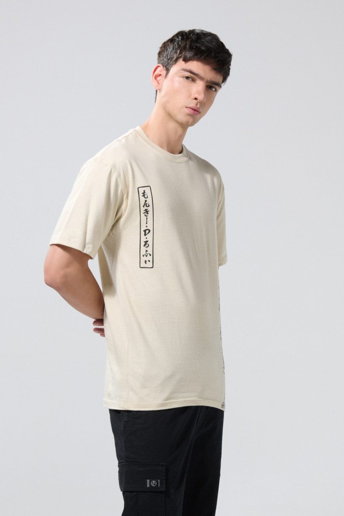 Camiseta kaki clara de One Piece con manga corta
