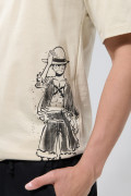 Camiseta kaki clara de One Piece con manga corta