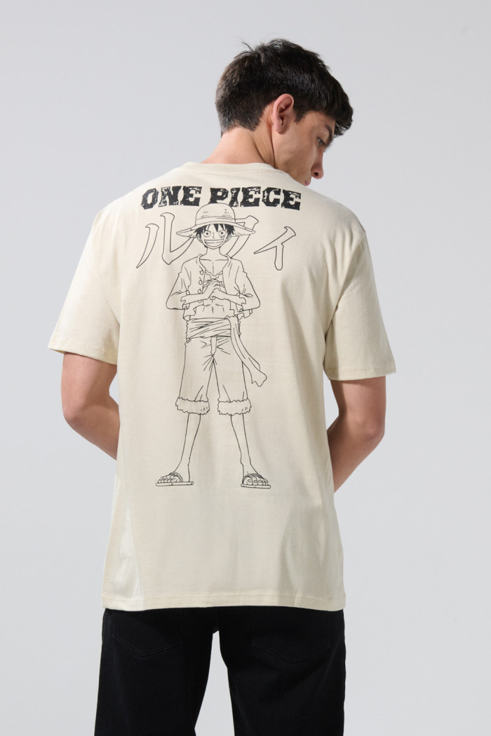 Camiseta manga corta kaki con artes de One Piece