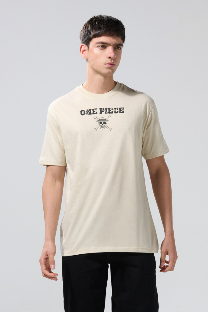 Camiseta manga corta kaki con artes de One Piece