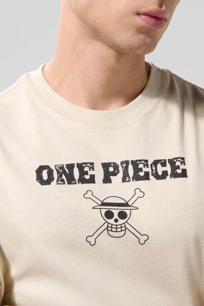 Camiseta manga corta kaki con artes de One Piece