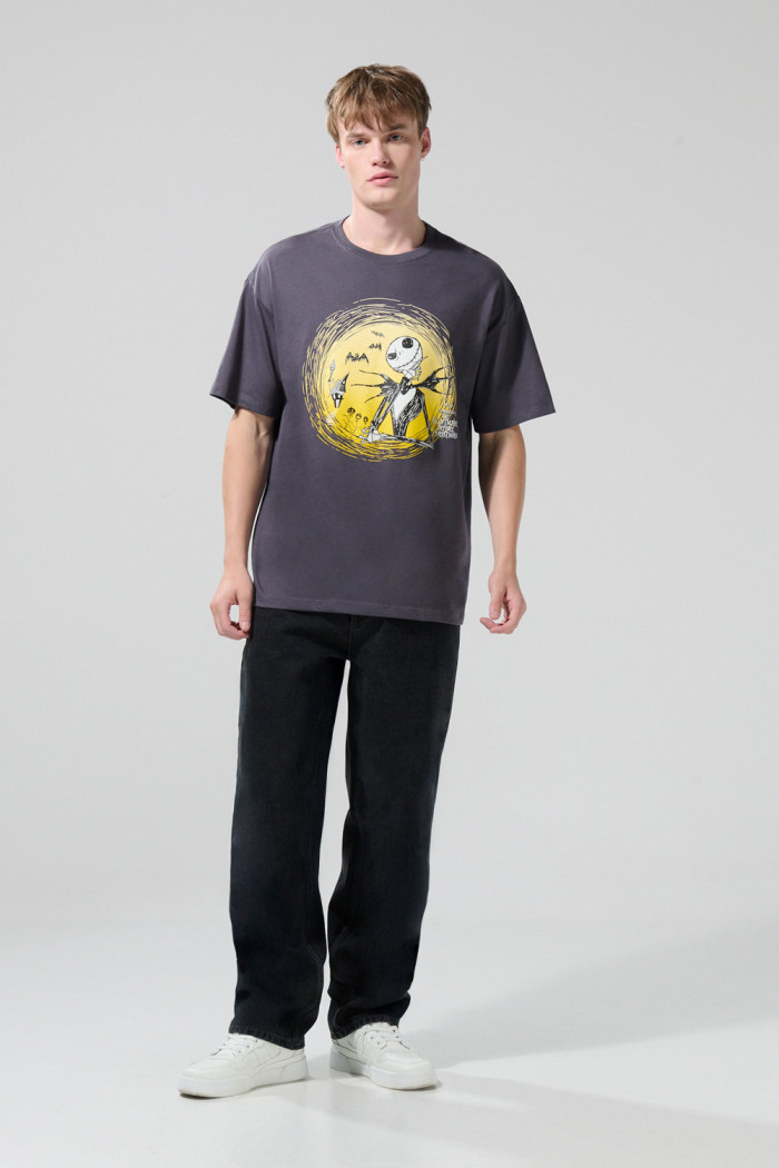 Camiseta de Nightmare Before Christmas gris cuello redondo