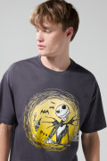 Camiseta de Nightmare Before Christmas gris cuello redondo