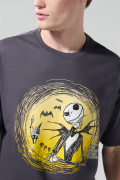 Camiseta de Nightmare Before Christmas gris cuello redondo
