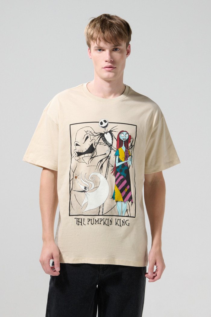 Camiseta kaki de Nightmare Before Christmas manga corta