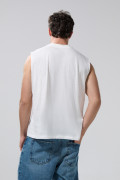 Camiseta oversize manga sisa crema con estampado