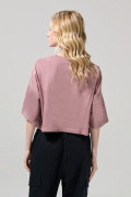 Camiseta oversize crop top rosada oscura de Mickey