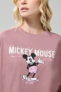 Camiseta oversize crop top rosada oscura de Mickey