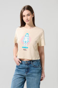 Camiseta crop top kaki con arte de Squid Game