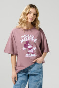 Camiseta oversize manga corta rosada con arte de Mickey